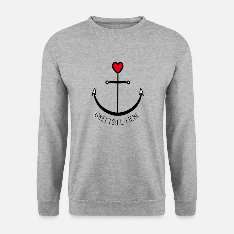 Anker Greetsiel "Greetsiel Liebe" - Unisex Pullover - Weißgrau meliert