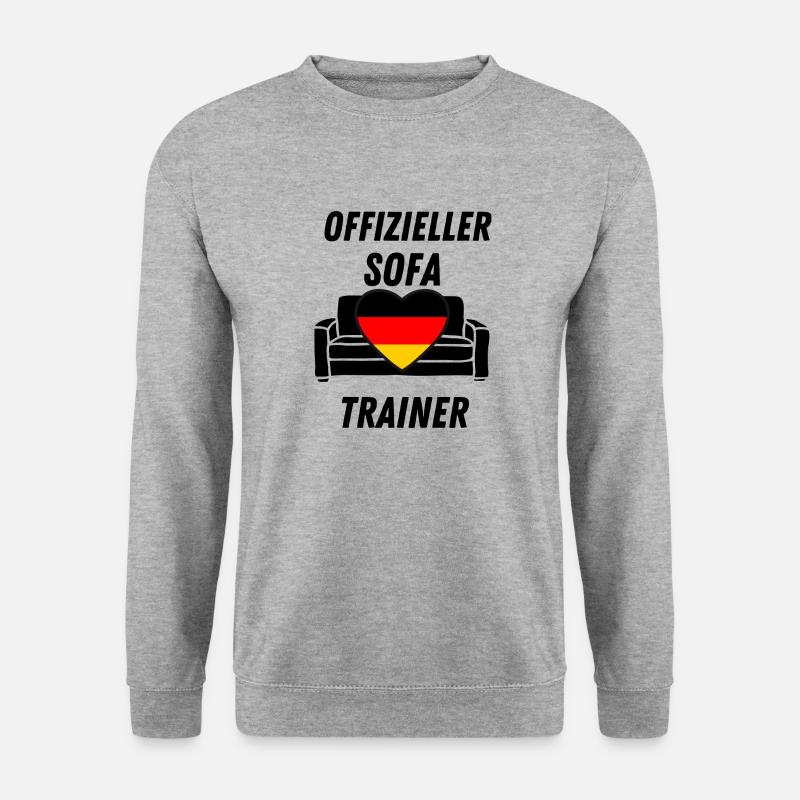 Sofa Trainer lustiges tshirt witzig spruch fußball - Unisex Pullover - Weißgrau meliert