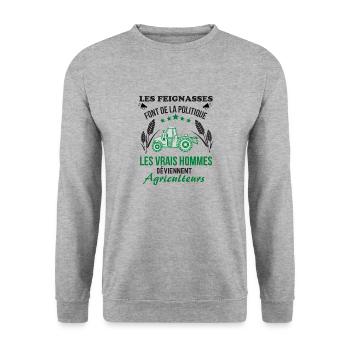 Agriculteurs - Sweat-shirt Unisexe - gris chiné - Devant - Alina (178cm) & Michal (187cm)
