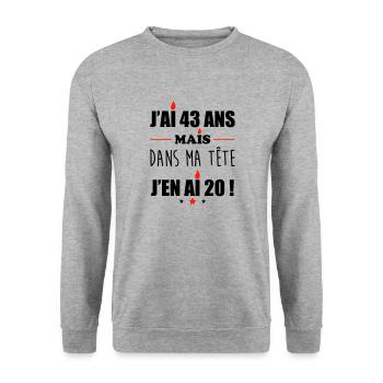 Pas 43 ans anniversaire, cadeau d'anniversaire - Sweat-shirt Unisexe - gris chiné - Devant - Alina (178cm) & Michal (187cm)