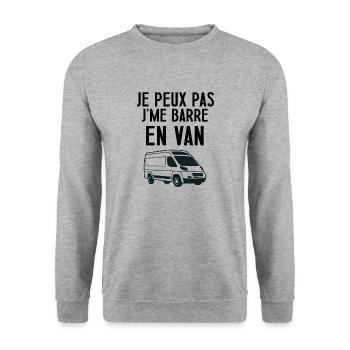 Je peux pas je me barre en van cadeau humour van - Sweat-shirt Unisexe - gris chiné - Devant - Alina (178cm) & Michal (187cm)