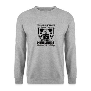 Les meilleurs hommes possèdent un outillage - Sweat-shirt Unisexe - gris chiné - Devant - Alina (178cm) & Michal (187cm)