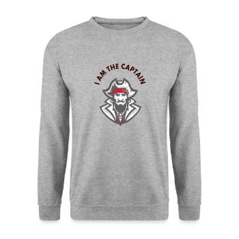 Je suis le Capitaine Pirate Pirate Tête Idée Cadeau - Sweat-shirt Unisexe - gris chiné - Devant - Alina (178cm) & Michal (187cm)
