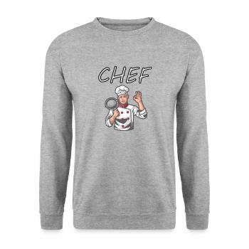 Chefkoch Koch Köchin lecker Essen kochen Geschenk - Unisex Pullover - Weißgrau meliert - Vorne - Alina (178cm) & Michal (187cm)