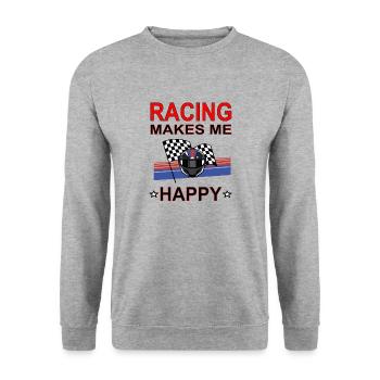 Racing Racer Saying Car Racing Gift - Unisex Sweatshirt - salt & pepper - Front - Alina (178cm) & Michal (187cm)