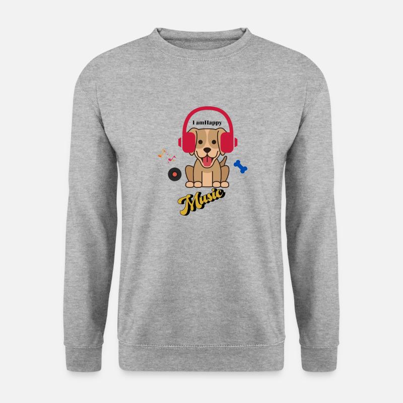 Hund und Musik - Unisex Pullover - Weißgrau meliert