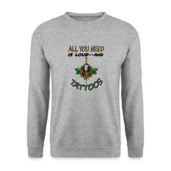 Tattoo tattoo I am tattooed gift idea - Unisex Sweatshirt - salt & pepper - Front - Alina (178cm) & Michal (187cm)