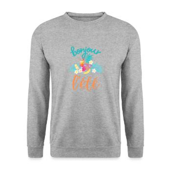 Bonjour l été - Sweat-shirt Unisexe - gris chiné - Devant - Alina (178cm) & Michal (187cm)