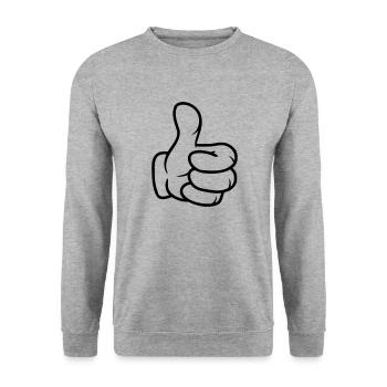 Daumen hoch Comic Hand - Unisex Pullover - Weißgrau meliert - Vorne - Alina (178cm) & Michal (187cm)