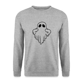 Comic funny floating ghost - Unisex Sweatshirt - salt & pepper - Front - Alina (178cm) & Michal (187cm)