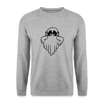 Ghost Sunglasses Comic Halloween - Unisex Sweatshirt - salt & pepper - Front - Alina (178cm) & Michal (187cm)