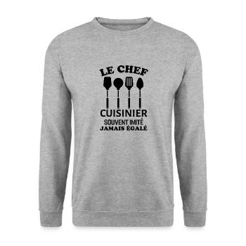 Chef cuisinier 2 - Sweat-shirt Unisexe - gris chiné - Devant - Alina (178cm) & Michal (187cm)