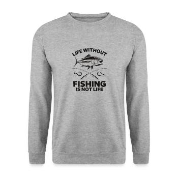 Fishing life - Sweat-shirt Unisexe - gris chiné - Devant - Alina (178cm) & Michal (187cm)
