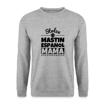 Stolze Mastin Espanol Mama - Unisex Pullover - Weißgrau meliert - Vorne - Alina (178cm) & Michal (187cm)