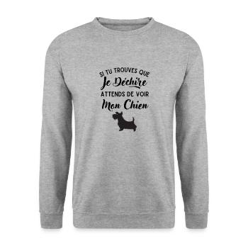 Mon Chien déchire 2 - Sweat-shirt Unisexe - gris chiné - Devant - Alina (178cm) & Michal (187cm)