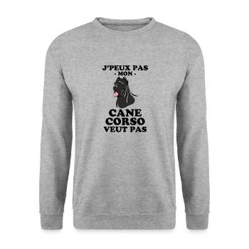 Chien de race cane corso - Sweat-shirt Unisexe - gris chiné - Devant - Alina (178cm) & Michal (187cm)