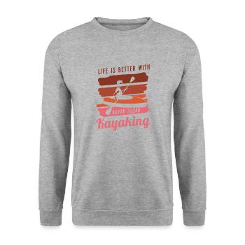 Life With Kayaking Canoe Whitewater Kayak - Unisex Sweatshirt - salt & pepper - Front - Alina (178cm) & Michal (187cm)