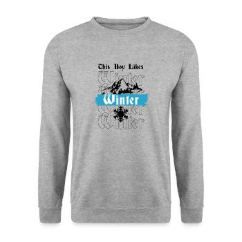 Garçon aime l'hiver, flocon de neige, journées - Sweat-shirt Unisexe - gris chiné - Devant - Alina (178cm) & Michal (187cm)