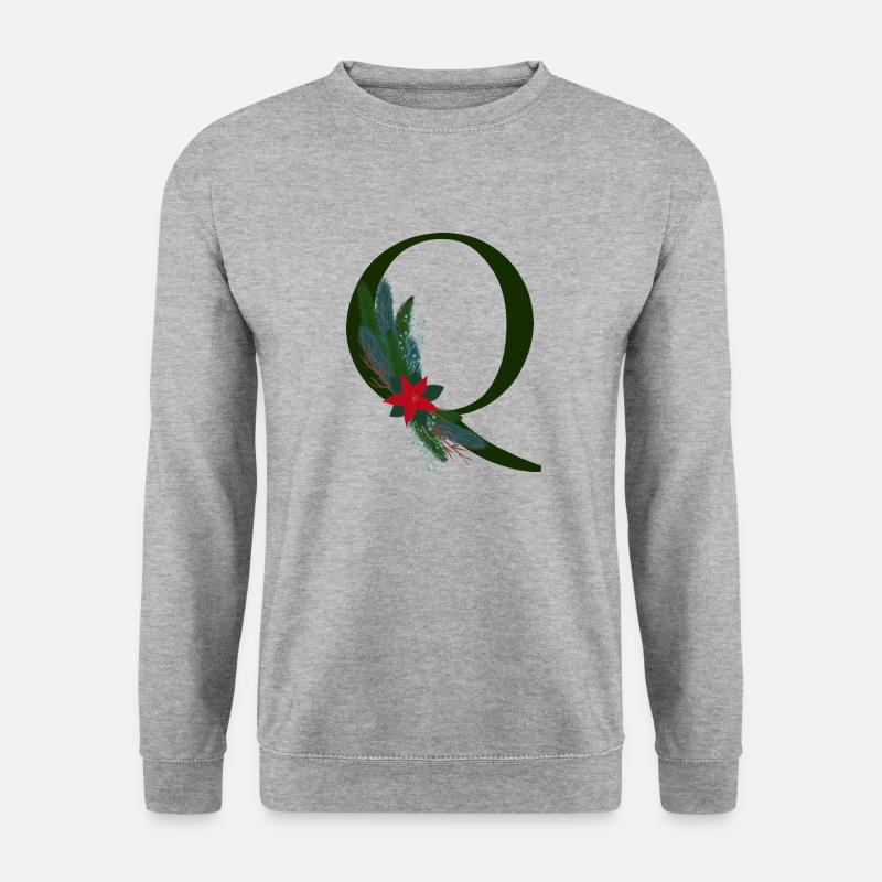 Q – dekoratives Schriftzeichen – Weihnachten - Unisex Pullover - Weißgrau meliert