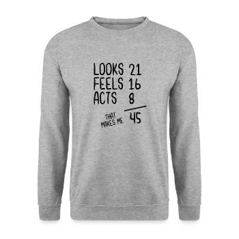Looks 21 Feels 16 Actes 8 Ça me fait 45 - Sweat-shirt Unisexe - gris chiné - Devant - Alina (178cm) & Michal (187cm)