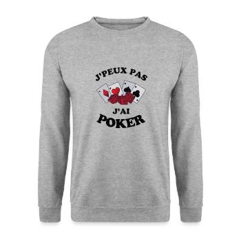 Poker 5 - Sweat-shirt Unisexe - gris chiné - Devant - Alina (178cm) & Michal (187cm)