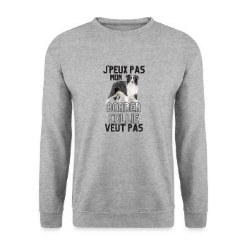 Chien de race border collie - Sweat-shirt Unisexe - gris chiné - Devant - Alina (178cm) & Michal (187cm)