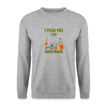 Je peux pas j ai jardinage - Sweat-shirt Unisexe - gris chiné - Devant - Alina (178cm) & Michal (187cm)