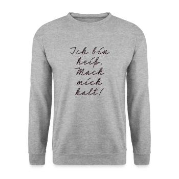 Kaltmachen,Sexy, Geilomat, Geil, Fetisch, Sex - Unisex Pullover - Weißgrau meliert - Vorne - Alina (178cm) & Michal (187cm)