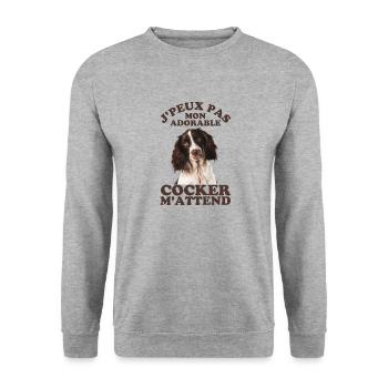 Mon adorable chien cocker - Sweat-shirt Unisexe - gris chiné - Devant - Alina (178cm) & Michal (187cm)