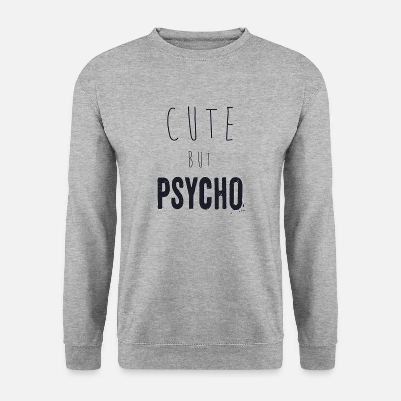 Ironischer Spruch - CUTE but PSYCHO - Unisex Pullover - Weißgrau meliert