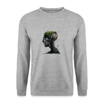 Organischer Baumkopf Geschenk - Unisex Pullover - Weißgrau meliert - Vorne - Alina (178cm) & Michal (187cm)