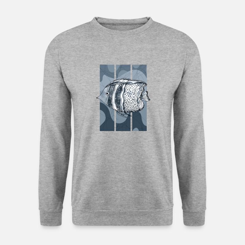 Fisch - Unisex Pullover - Weißgrau meliert