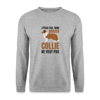 Border collie chien doux - Sweat-shirt Unisexe - gris chiné - Devant - Alina (178cm) & Michal (187cm)