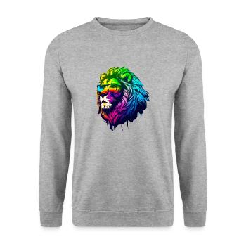Lion à lunette - Sweat-shirt Unisexe - gris chiné - Devant - Alina (178cm) & Michal (187cm)