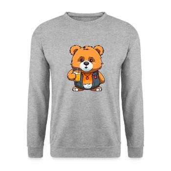 father beer - Unisex Pullover - Weißgrau meliert - Vorne - Alina (178cm) & Michal (187cm)