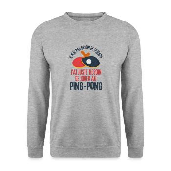 Jouer au ping pong - Sweat-shirt Unisexe - gris chiné - Devant - Alina (178cm) & Michal (187cm)
