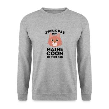 J PEUX PAS mon maine coon ne veut pas - Sweat-shirt Unisexe - gris chiné - Devant - Alina (178cm) & Michal (187cm)