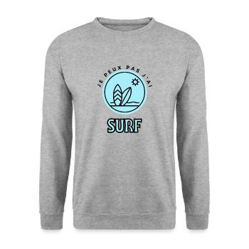 Je peux pas j'ai surf - Sweat-shirt Unisexe - gris chiné - Devant - Alina (178cm) & Michal (187cm)