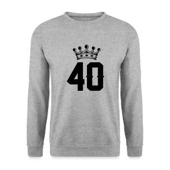 40 krone - Unisex Pullover - Weißgrau meliert - Vorne - Alina (178cm) & Michal (187cm)