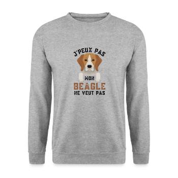 Beagle 8 - Sweat-shirt Unisexe - gris chiné - Devant - Alina (178cm) & Michal (187cm)