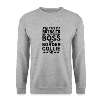 Retraité et border collie 2 - Sweat-shirt Unisexe - gris chiné - Devant - Alina (178cm) & Michal (187cm)