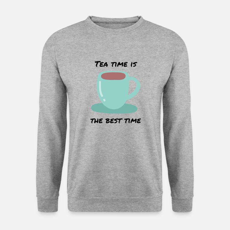 Tea Time ist beste Zeit Heißer Tee - Unisex Pullover - Weißgrau meliert