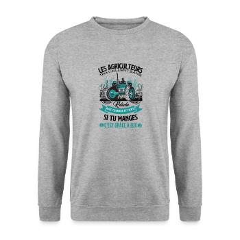 Agriculture agriculteur - Sweat-shirt Unisexe - gris chiné - Devant - Alina (178cm) & Michal (187cm)