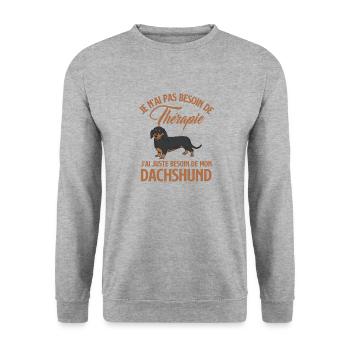 Chien dachshund - Sweat-shirt Unisexe - gris chiné - Devant - Alina (178cm) & Michal (187cm)