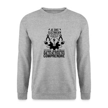 électricien qui résous des problèmes 1 - Sweat-shirt Unisexe - gris chiné - Devant - Alina (178cm) & Michal (187cm)