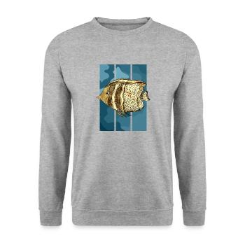 Fisch - Unisex Pullover - Weißgrau meliert - Vorne - Alina (178cm) & Michal (187cm)
