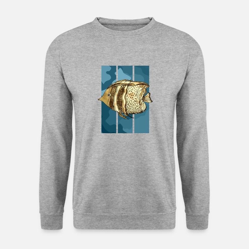 Fisch - Unisex Pullover - Weißgrau meliert