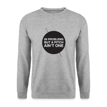 99 problems but a pitch ain't one - Unisex Pullover - Weißgrau meliert - Vorne - Alina (178cm) & Michal (187cm)