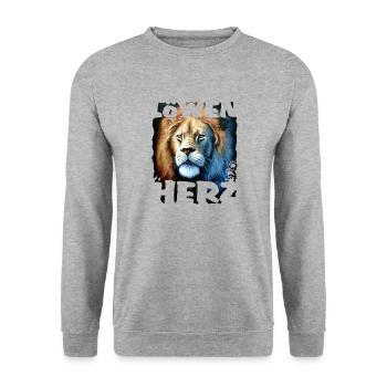 Löwenherz1 - Unisex Pullover - Weißgrau meliert - Vorne - Alina (178cm) & Michal (187cm)