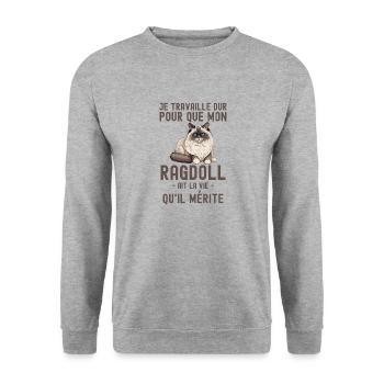 Chat de race Ragdoll 1 - Sweat-shirt Unisexe - gris chiné - Devant - Alina (178cm) & Michal (187cm)